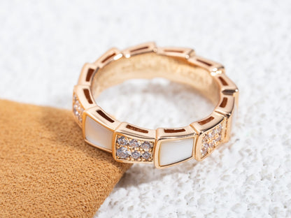 [Everoly JW]SERPENTI RING PINK GOLD MOP DIAMOND PAVED 4MM