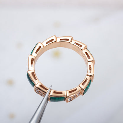 [Everoly JW]SERPENTI RING PINK GOLD MALACHITE DIAMOND PAVED 4MM