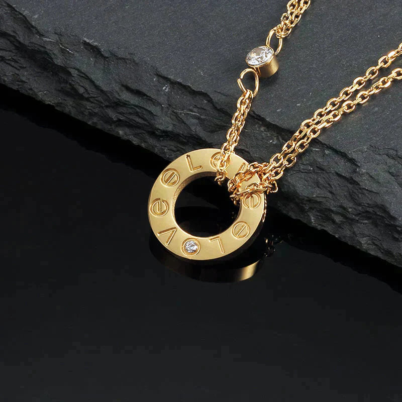[Everoly JW]LOVE NECKLACE 16MM 2 DIAMONDS