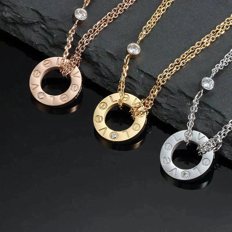 [Everoly JW]LOVE NECKLACE 16MM 2 DIAMONDS