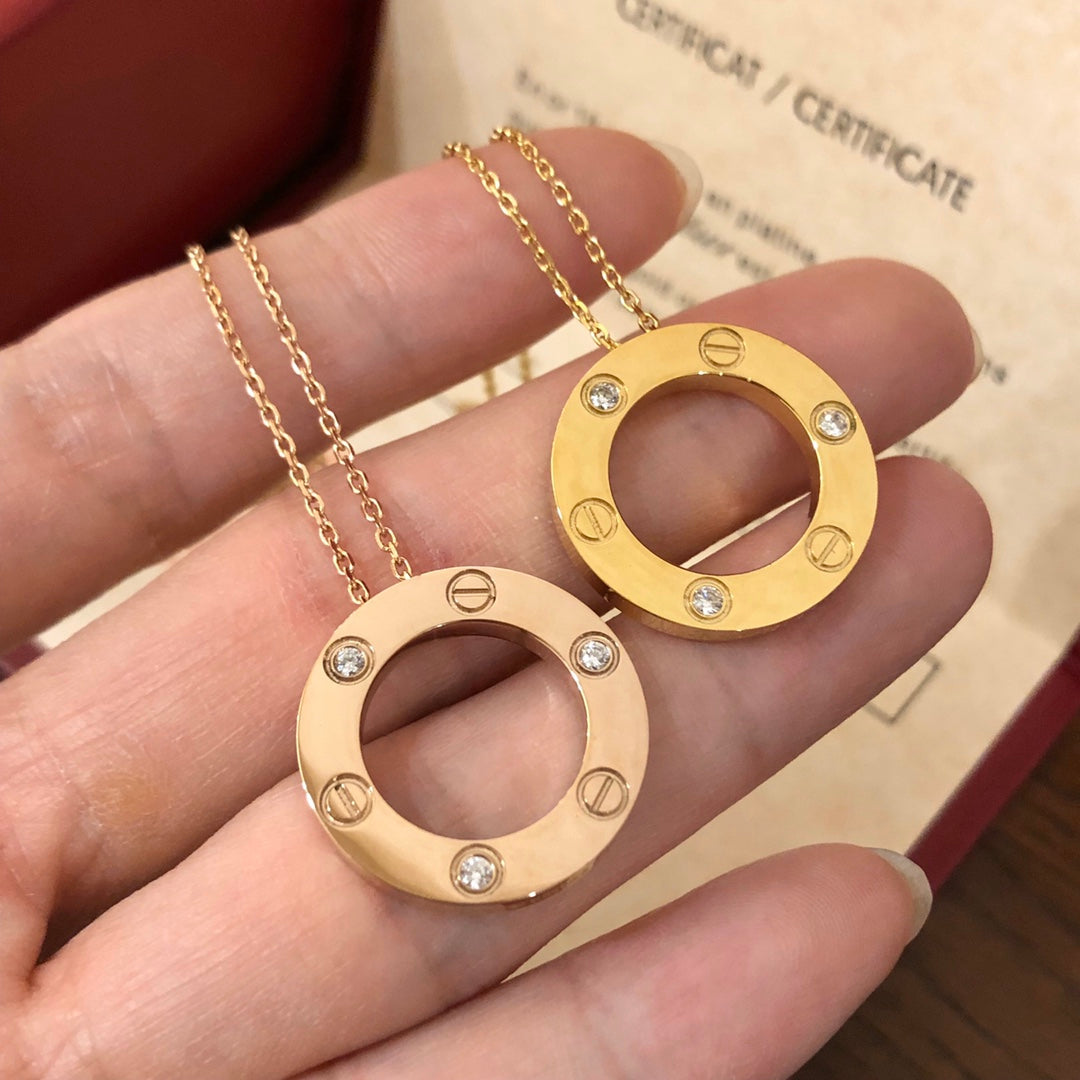[Everoly JW]LOVE NECKLACE 16MM 3 DIAMONDS