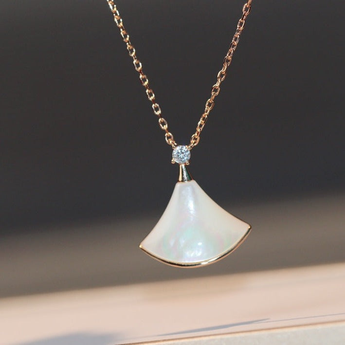 [Everoly JW]DREAM NECKLACE WHITE MOP PINK GOLD 1 DIAMOND