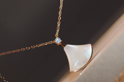 [Everoly JW]DREAM NECKLACE WHITE MOP PINK GOLD 1 DIAMOND