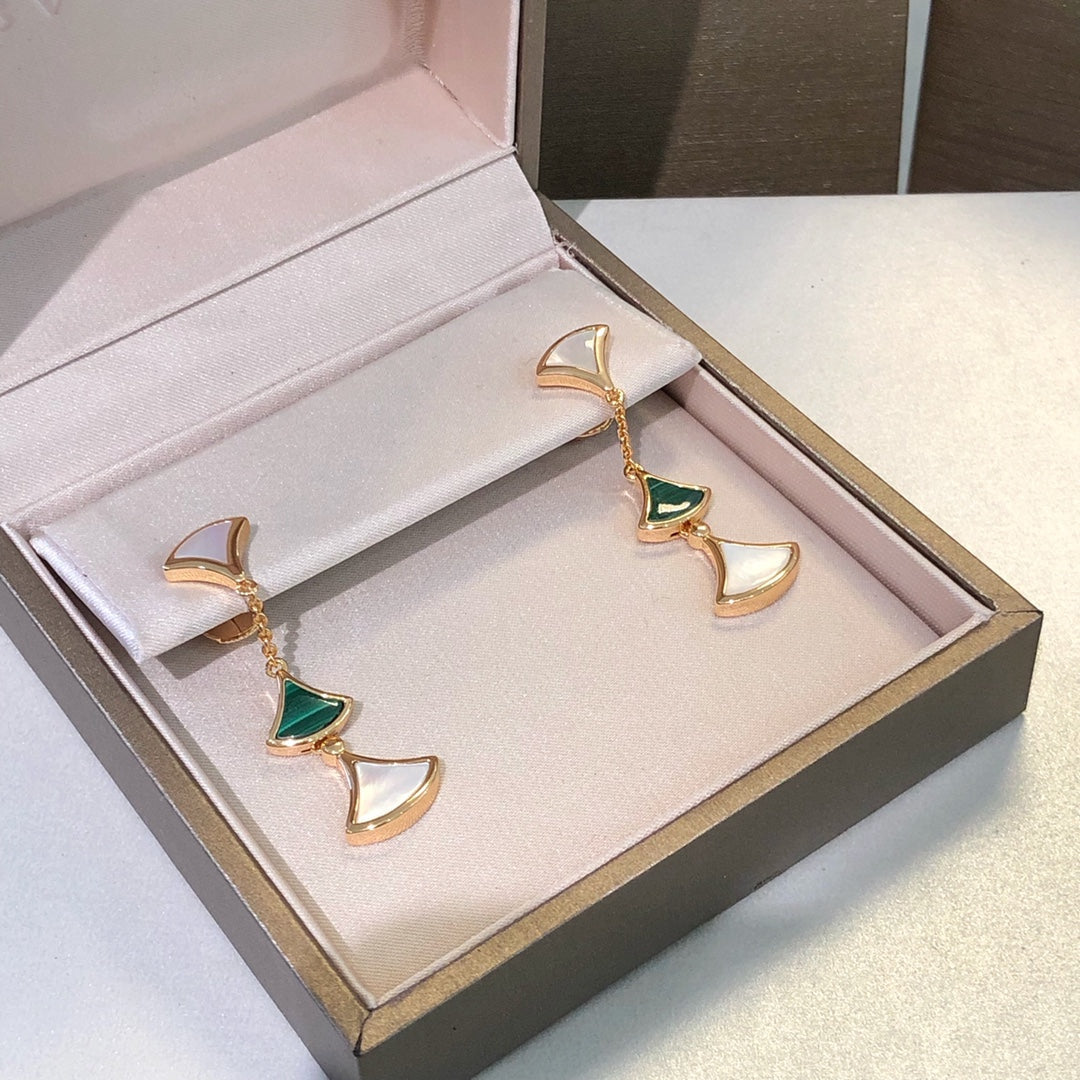 [Everoly JW]DREAM EARRINGS 3 MOTIFS MALACHITE MOP PINK GOLD