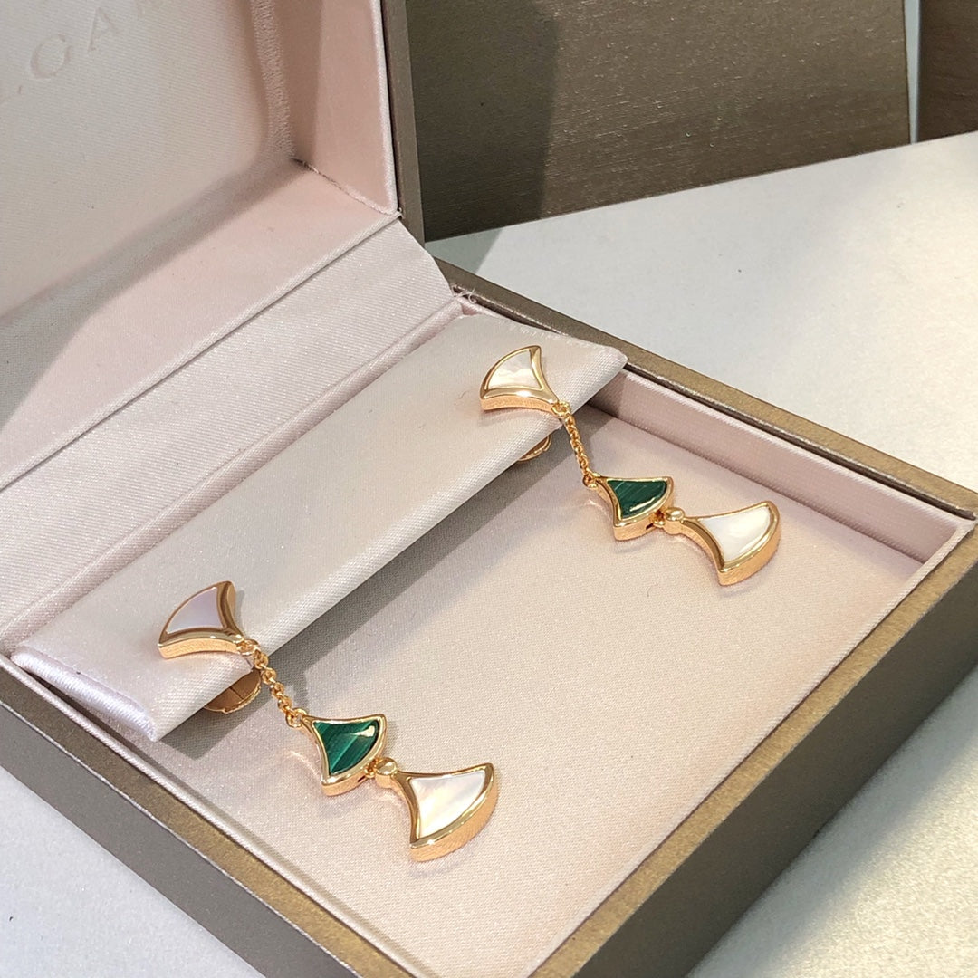 [Everoly JW]DREAM EARRINGS 3 MOTIFS MALACHITE MOP PINK GOLD