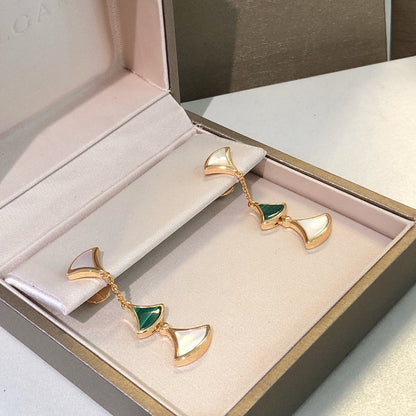 [Everoly JW]DREAM EARRINGS 3 MOTIFS MALACHITE MOP PINK GOLD