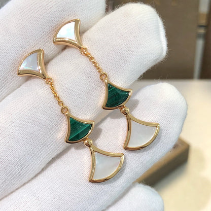 [Everoly JW]DREAM EARRINGS 3 MOTIFS MALACHITE MOP PINK GOLD