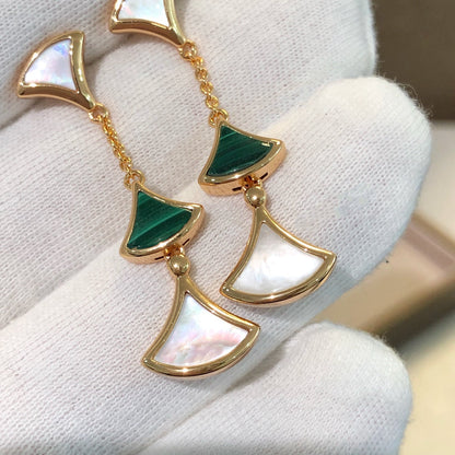 [Everoly JW]DREAM EARRINGS 3 MOTIFS MALACHITE MOP PINK GOLD