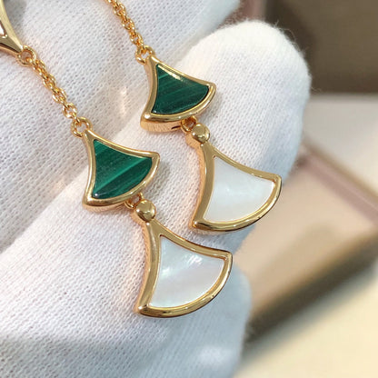 [Everoly JW]DREAM EARRINGS 3 MOTIFS MALACHITE MOP PINK GOLD