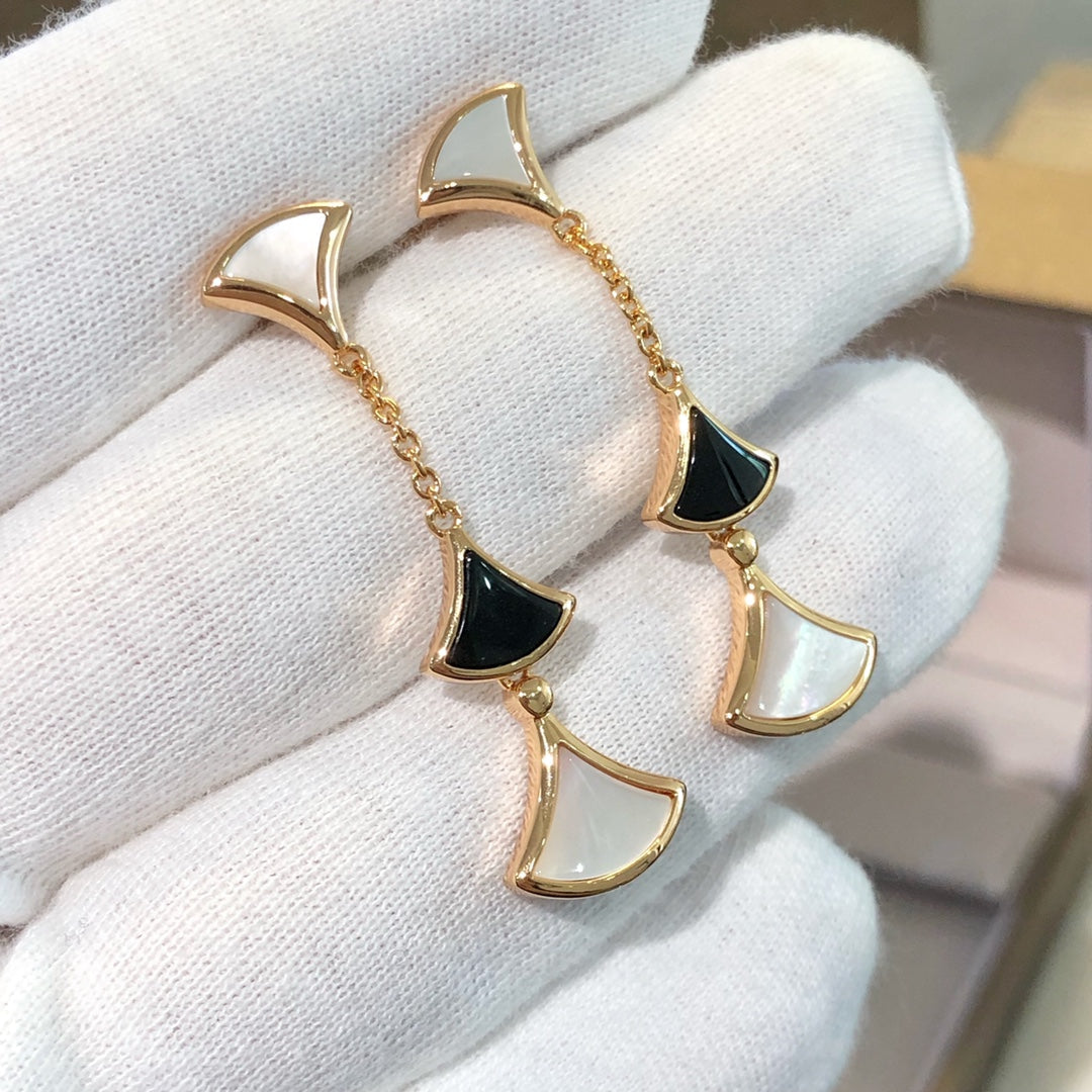 [Everoly JW]DREAM EARRINGS 3 MOTIFS ONYX MOP PINK GOLD