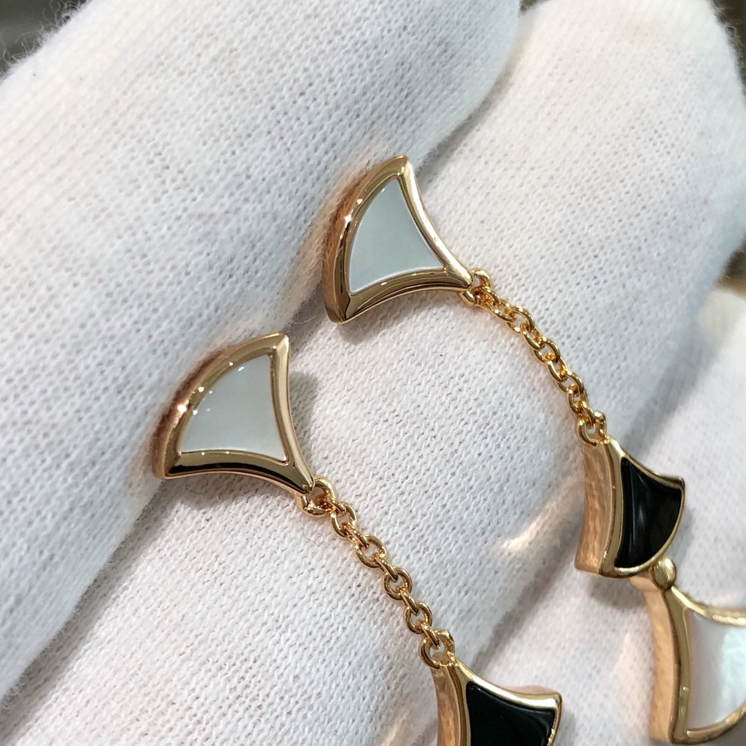 [Everoly JW]DREAM EARRINGS 3 MOTIFS ONYX MOP PINK GOLD