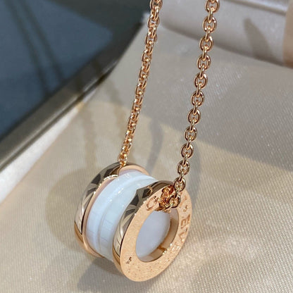 [Everoly JW]ZERO 1 WHITE CERAMIC PINK GOLD NECKLACE