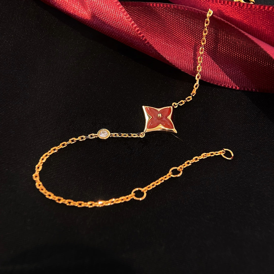 [Everoly JW]COLOR STAR CARNELIAN PINK GOLD DIAMOND BRACELET