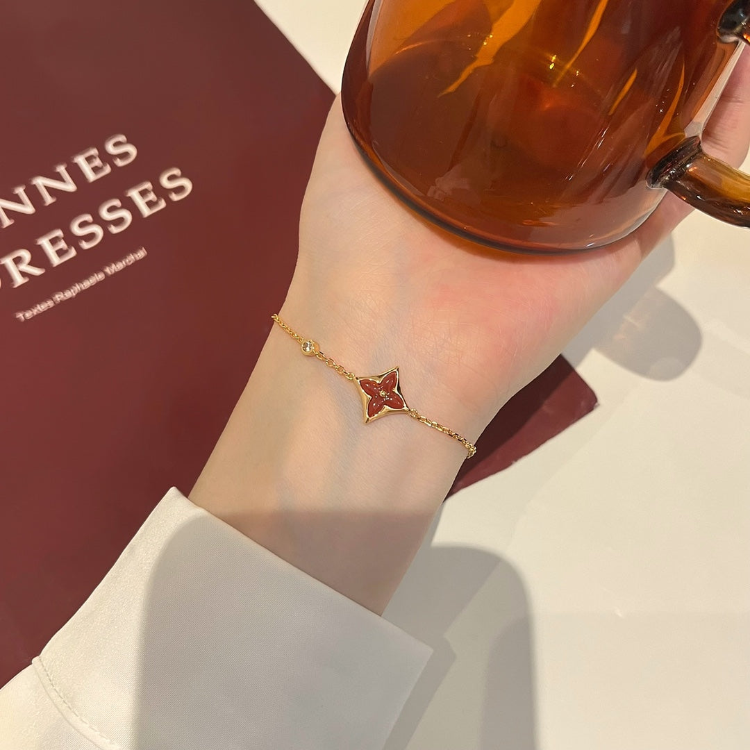 [Everoly JW]COLOR STAR CARNELIAN PINK GOLD DIAMOND BRACELET