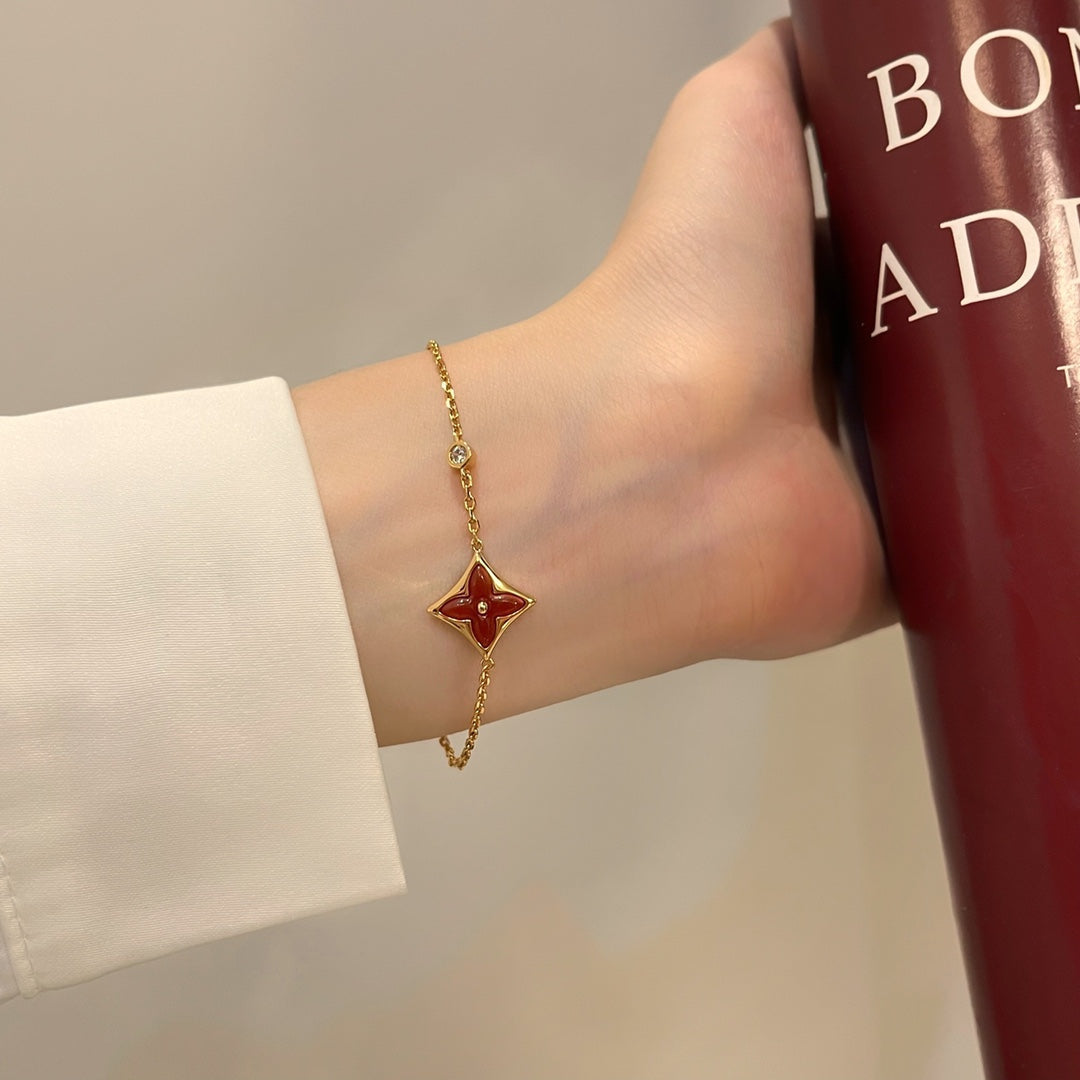 [Everoly JW]COLOR STAR CARNELIAN PINK GOLD DIAMOND BRACELET