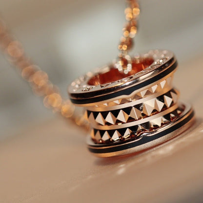 [Everoly JW]ZERO 1 ROCK PEDANT PINK GOLD BLACK NECKLACE