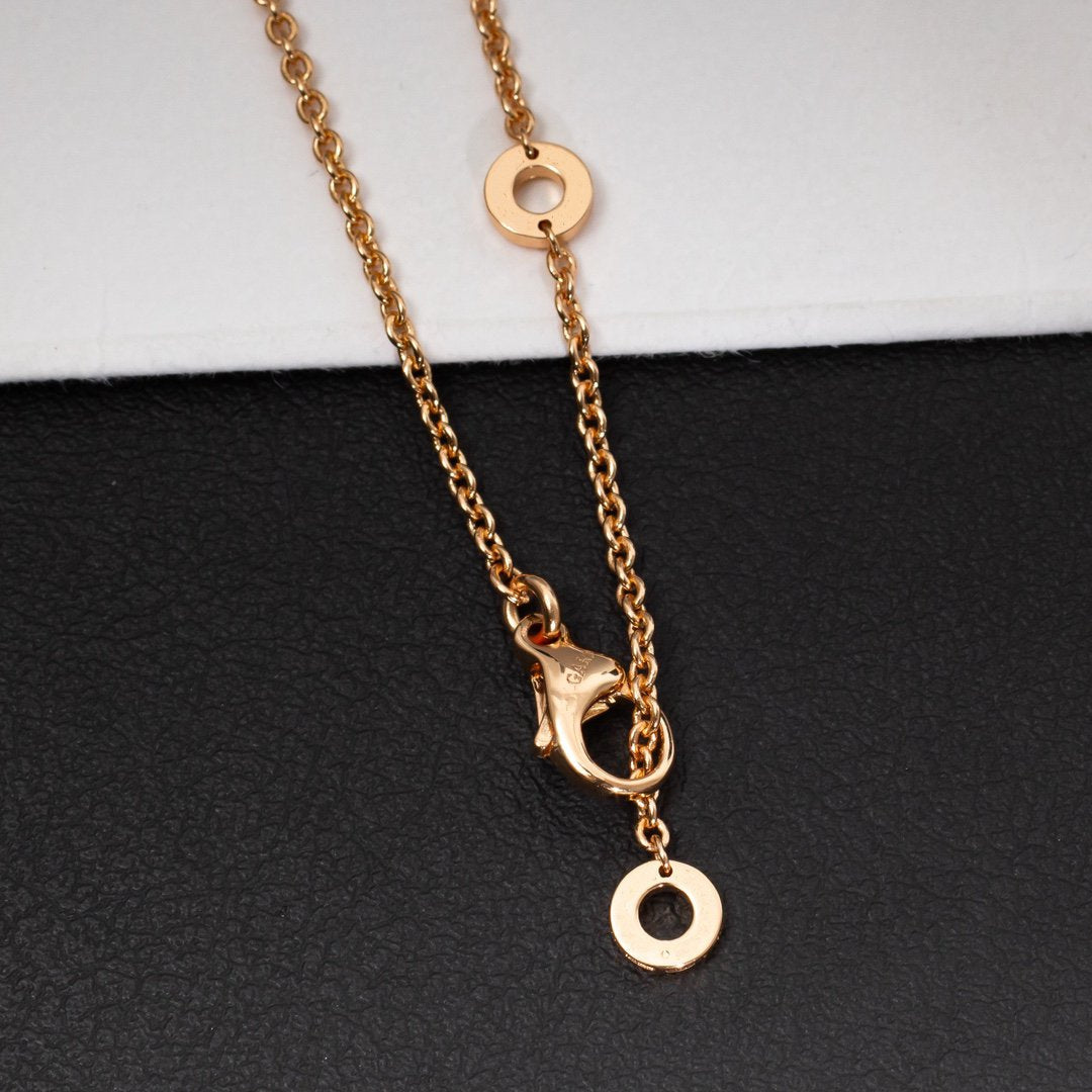 [Everoly JW]ZERO 1 WHITE CERAMIC PINK GOLD DIAMOND NECKLACE