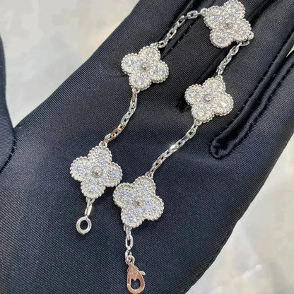 [Everoly JW]クローバー 5モチーフ ダイヤモンド ブレスレット シルバー