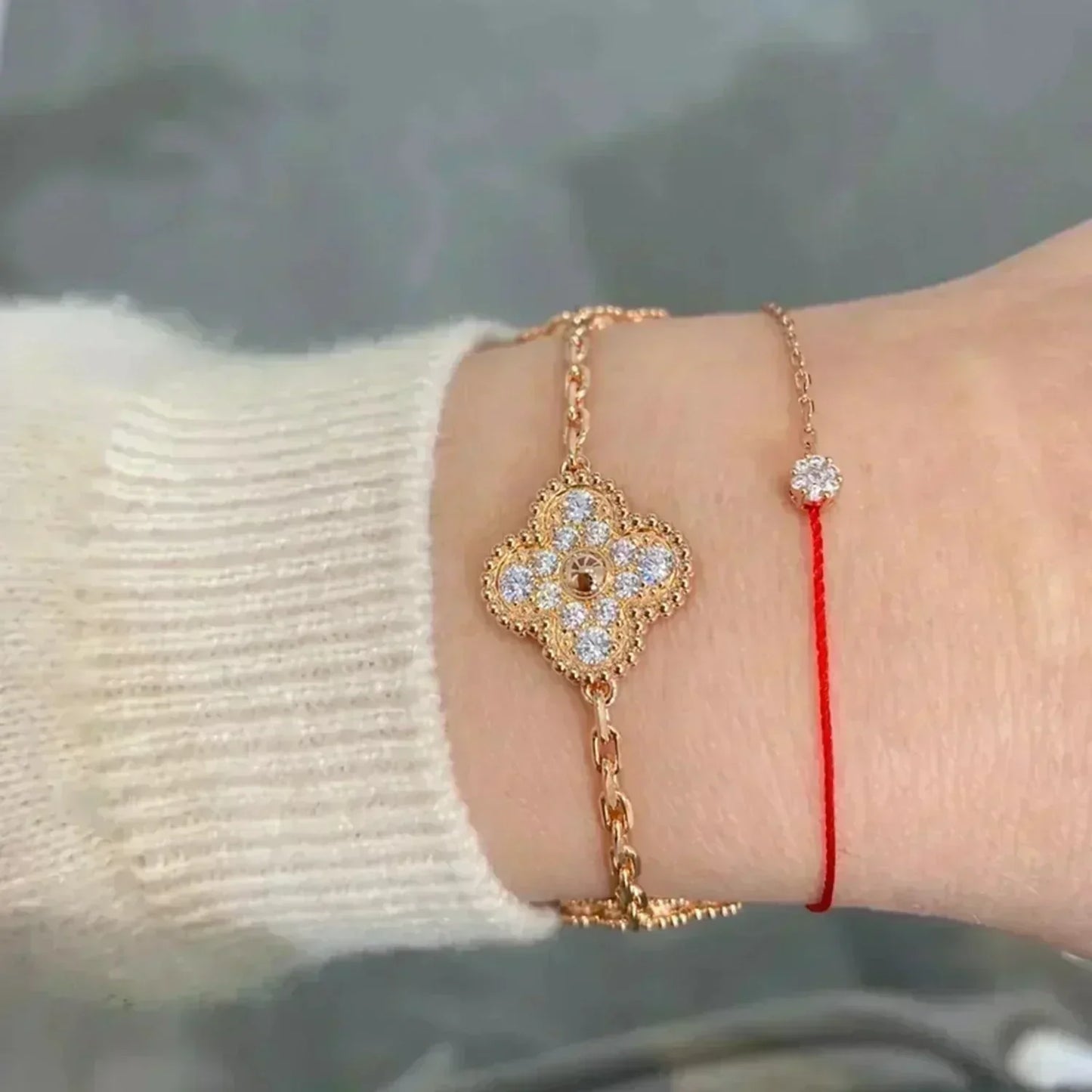 [Everoly JW]  CLOVER 5 MOTIF FULL DIAMOND BRACELET COLLECTION