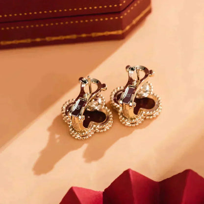 [Everoly JW]CLOVER MEDIUM 1 MOTIFS CARNELIAN  EARRINGS
