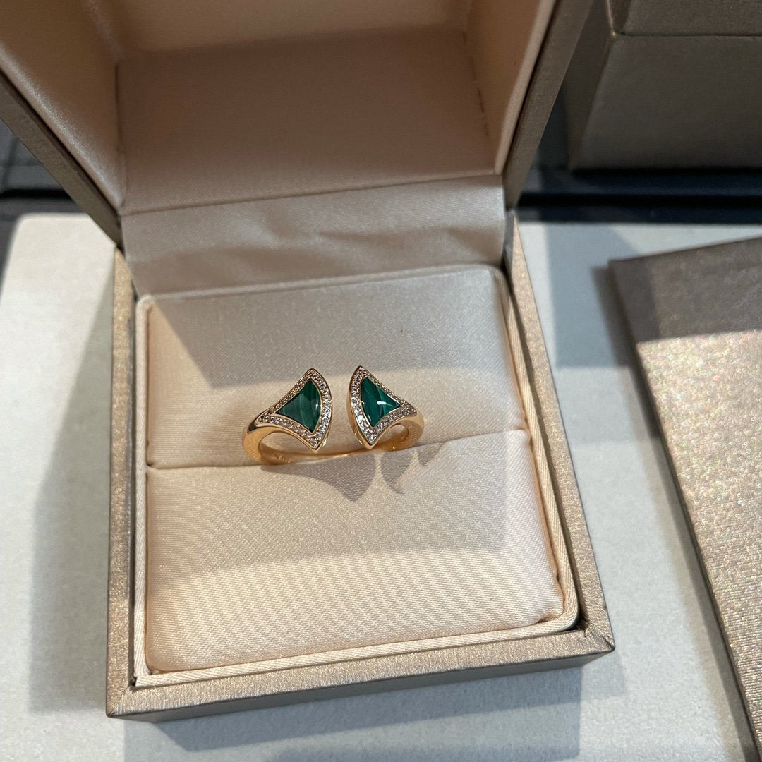 [Everoly JW]DREAM MALACHITE DIAMOND OPEN RING