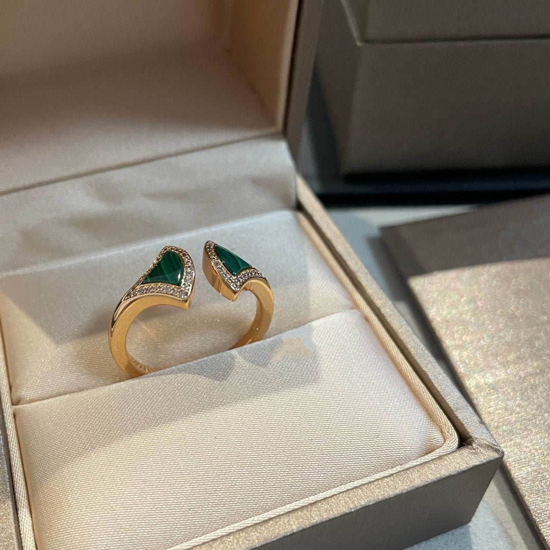 [Everoly JW]DREAM MALACHITE DIAMOND OPEN RING