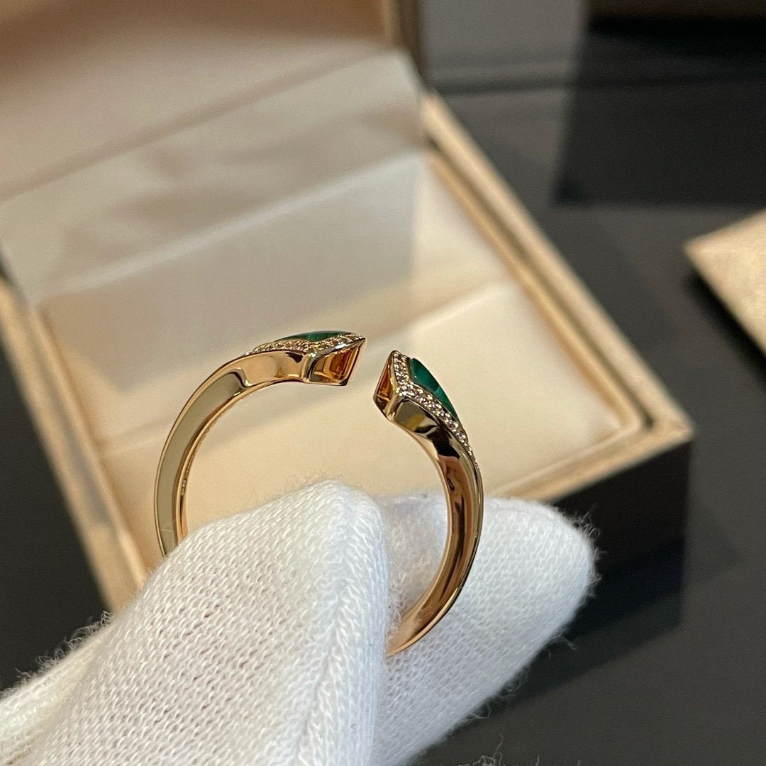 [Everoly JW]DREAM MALACHITE DIAMOND OPEN RING