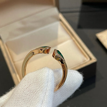 [Everoly JW]DREAM MALACHITE DIAMOND OPEN RING