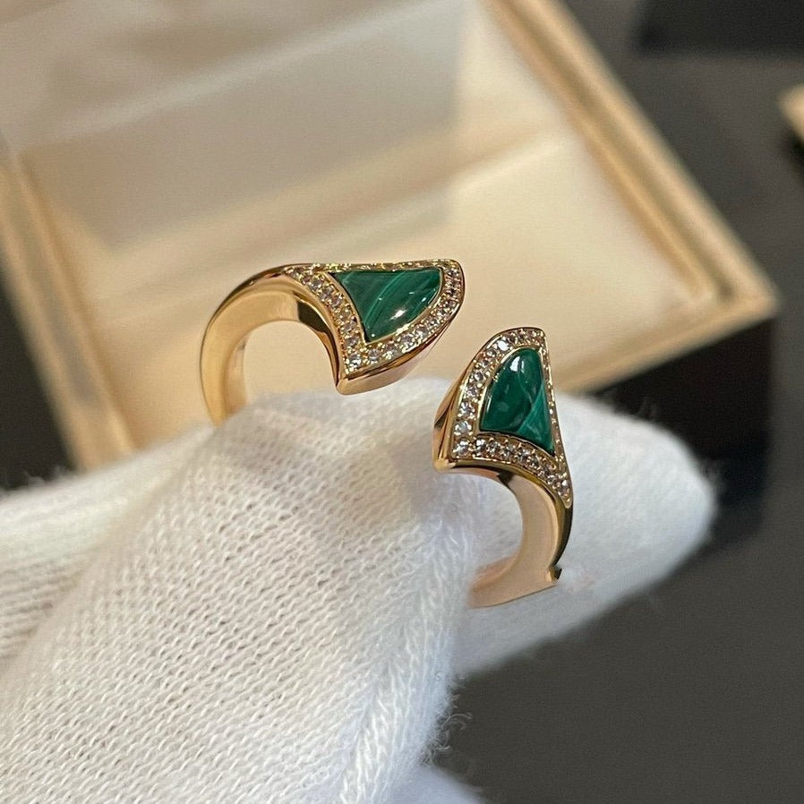 [Everoly JW]DREAM MALACHITE DIAMOND OPEN RING