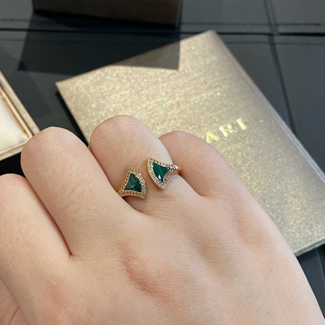 [Everoly JW]DREAM MALACHITE DIAMOND OPEN RING