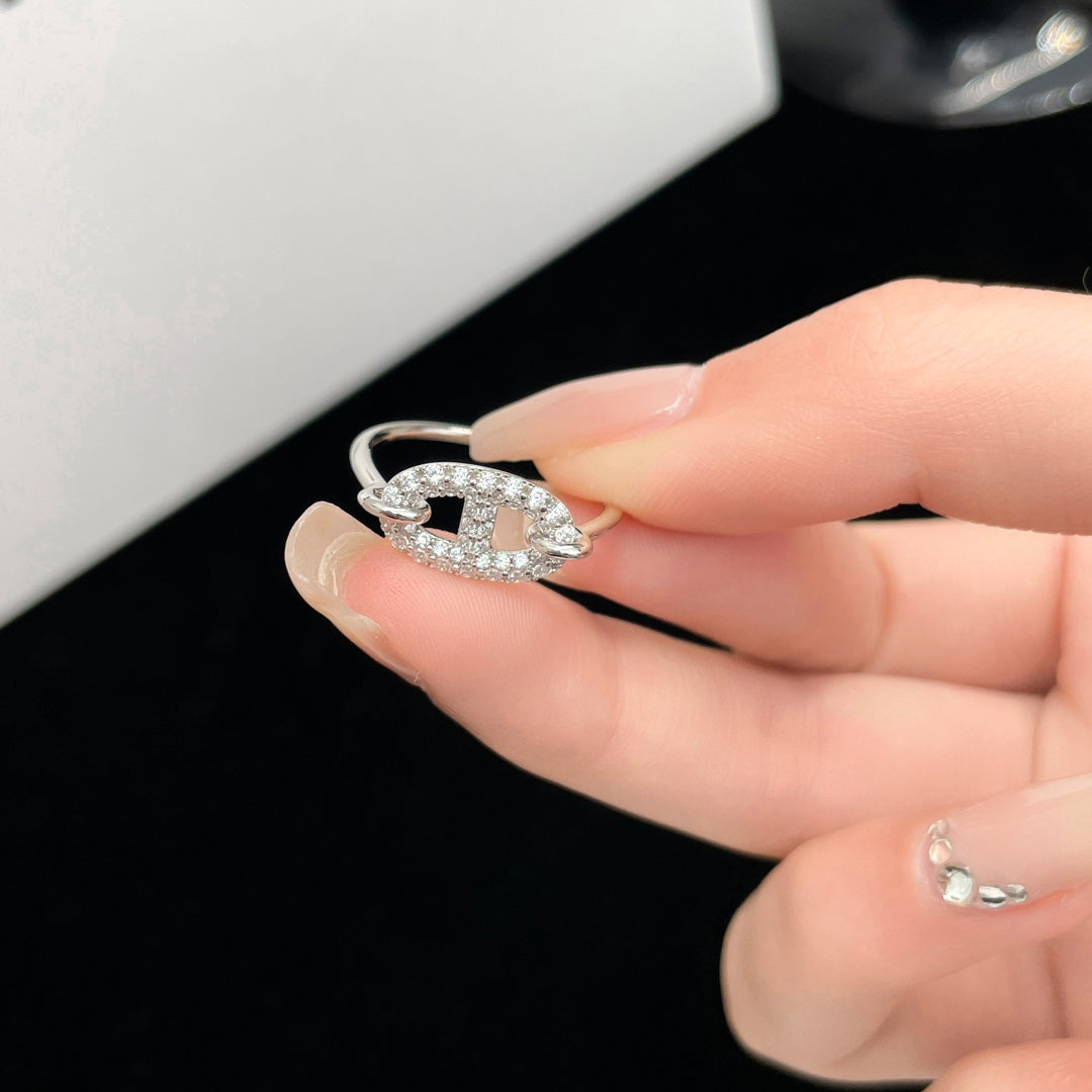 [Everoly JW]Runder kleiner silberner Diamantring