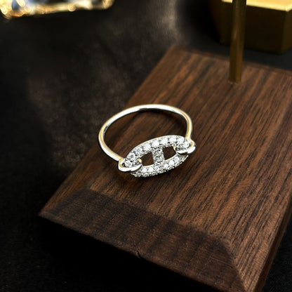 [Everoly JW]Runder kleiner silberner Diamantring