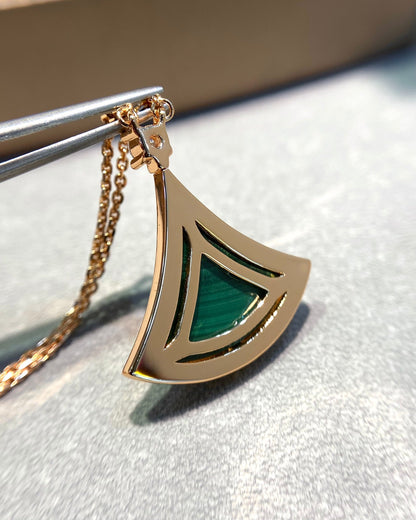 [Everoly JW]DREAM MALACHITE DIAMOND PAVED PINK GOLD NECKLACE