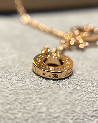 [Everoly JW]DREAM MALACHITE DIAMOND PAVED PINK GOLD NECKLACE