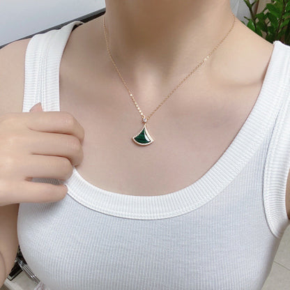 [Everoly JW]DREAM MALACHITE DIAMOND PAVED PINK GOLD NECKLACE