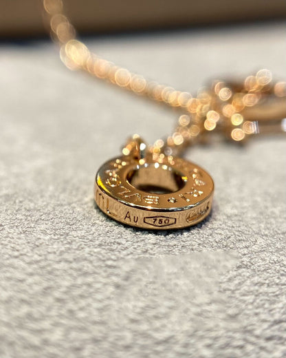 [Everoly JW]DREAM MOP DIAMOND PAVED PINK GOLD NECKLACE
