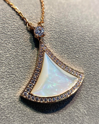 [Everoly JW]DREAM MOP DIAMOND PAVED PINK GOLD NECKLACE
