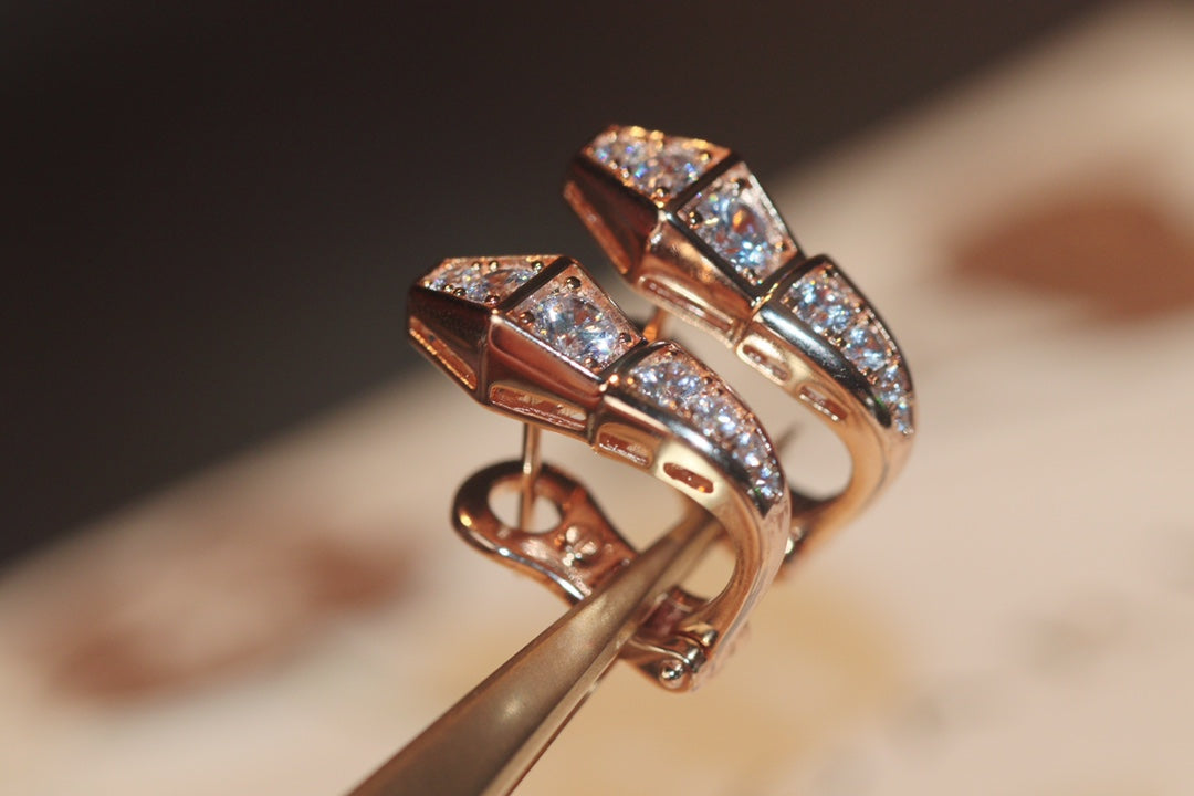 [Everoly JW] SCHLANGEN-ROSAGOLD-DIAMANT-OHRRINGE