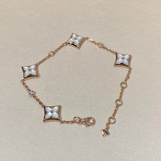 [Everoly JW]STAR 4 MOTIF MOP DIAMOND PINK GOLD BRACELET