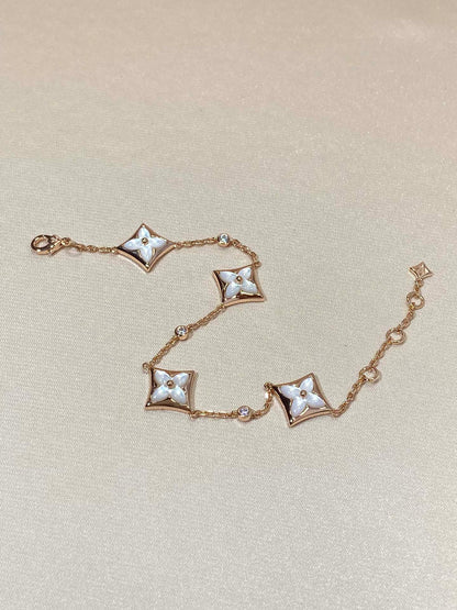 [Everoly JW]STAR 4 MOTIF MOP DIAMOND PINK GOLD BRACELET