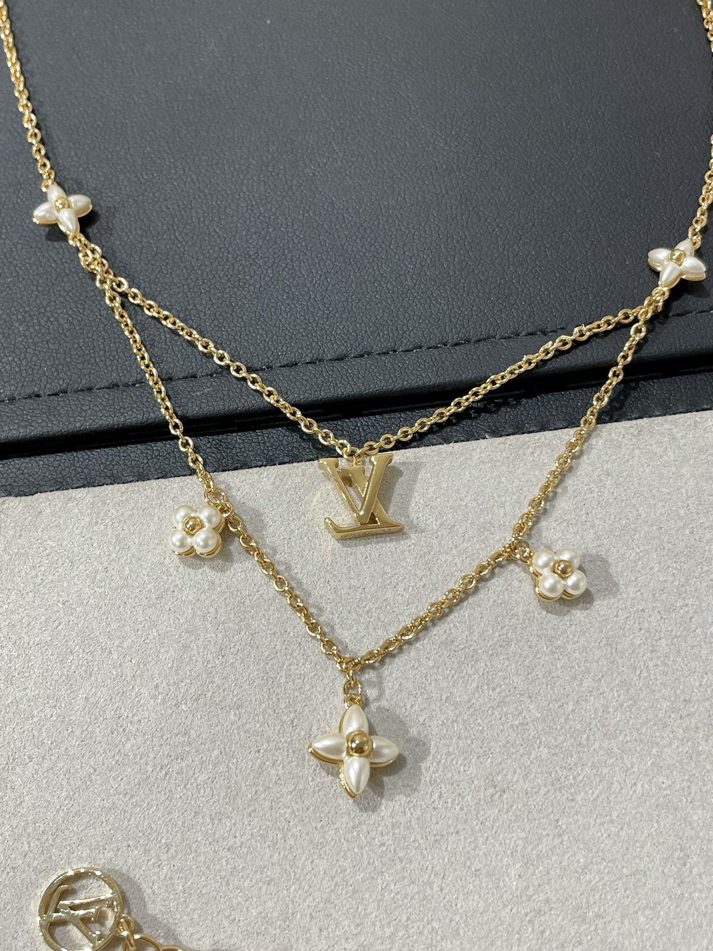 [Everoly JW]FLOWERGRAM GOLD MOP DOUBLE ROW NECKLACE