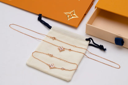 [Everoly JW]STAR PINK MOP 1 DIAMOND PINK GOLD NECKLACE
