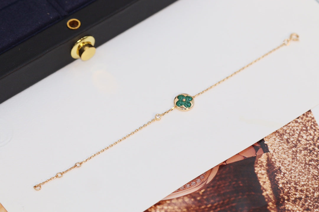 [Everoly JW]STAR AND SUN 4 MOTIF PINK GOLD MALACHITE BRACELET