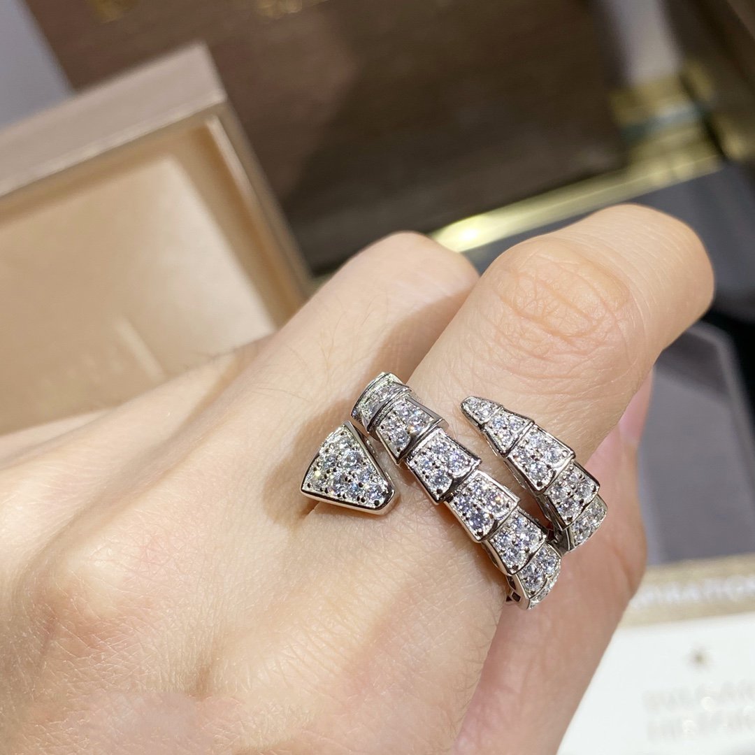 [Everoly JW]SERPENTI DOUBLE RING SILVER DIAMOND PAVED