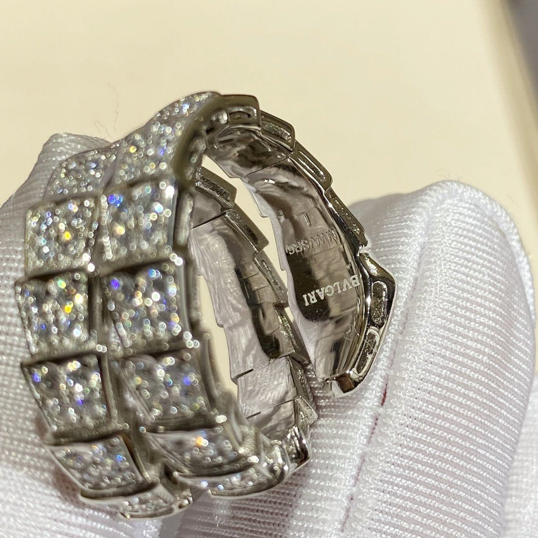 [Everoly JW]SERPENTI DOUBLE RING SILVER DIAMOND PAVED