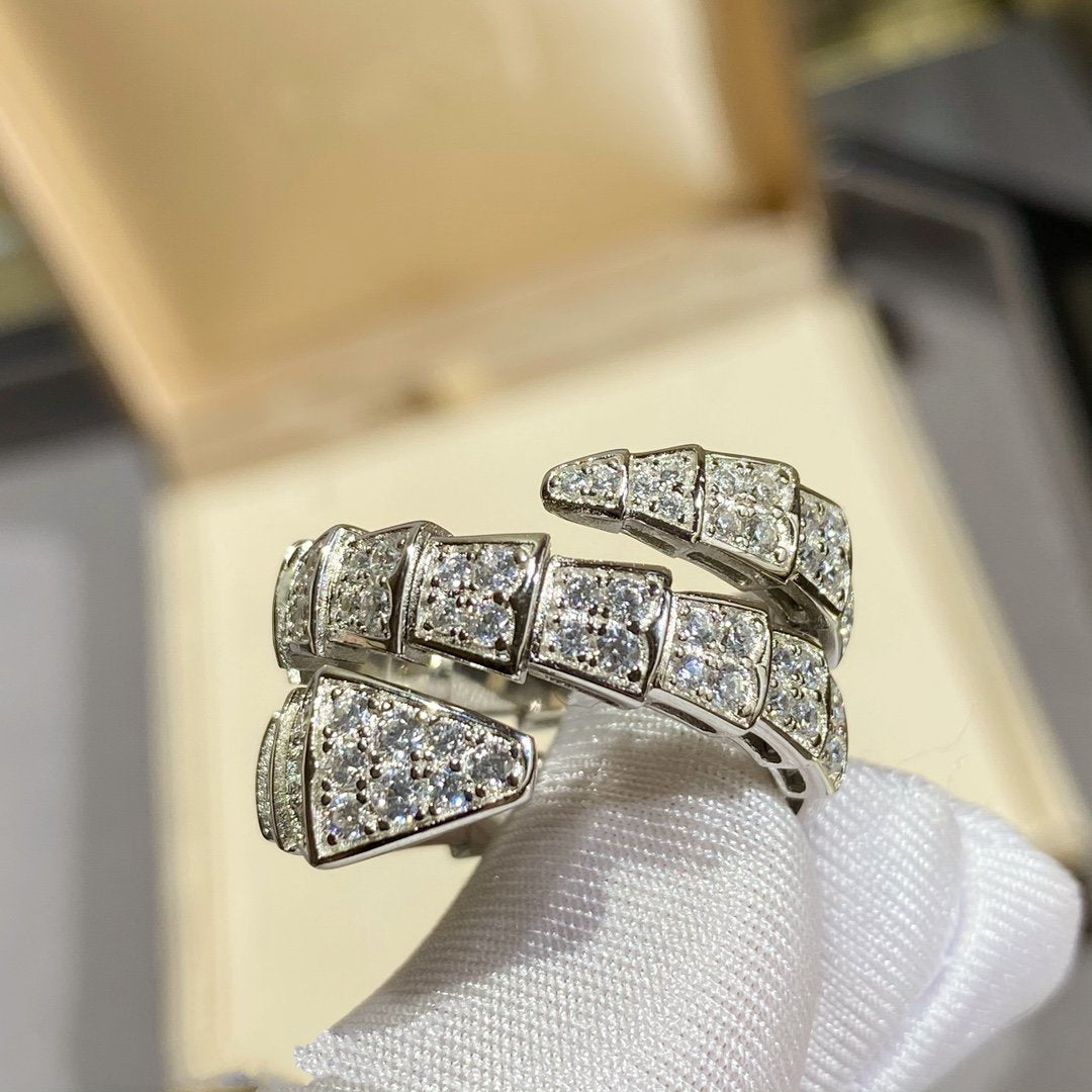[Everoly JW]SERPENTI DOUBLE RING SILVER DIAMOND PAVED