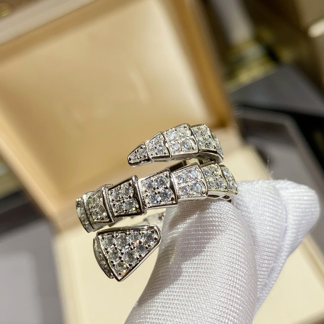 [Everoly JW]SERPENTI DOUBLE RING SILVER DIAMOND PAVED