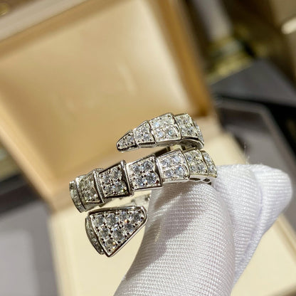 [Everoly JW]SERPENTI DOUBLE RING SILVER DIAMOND PAVED