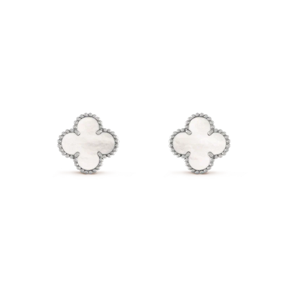 [Everoly JW]CLOVER MEDIUM 1 MOTIFS  WHITE MOP EARRINGS SILVER