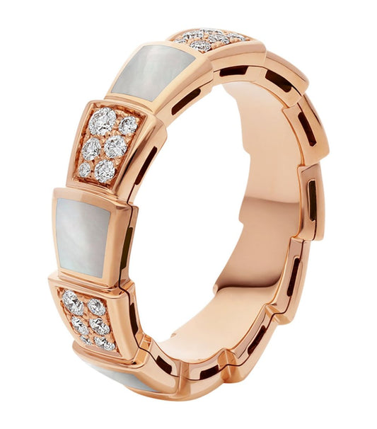 [Everoly JW]SERPENTI RING PINK GOLD MOP DIAMOND PAVED 4MM